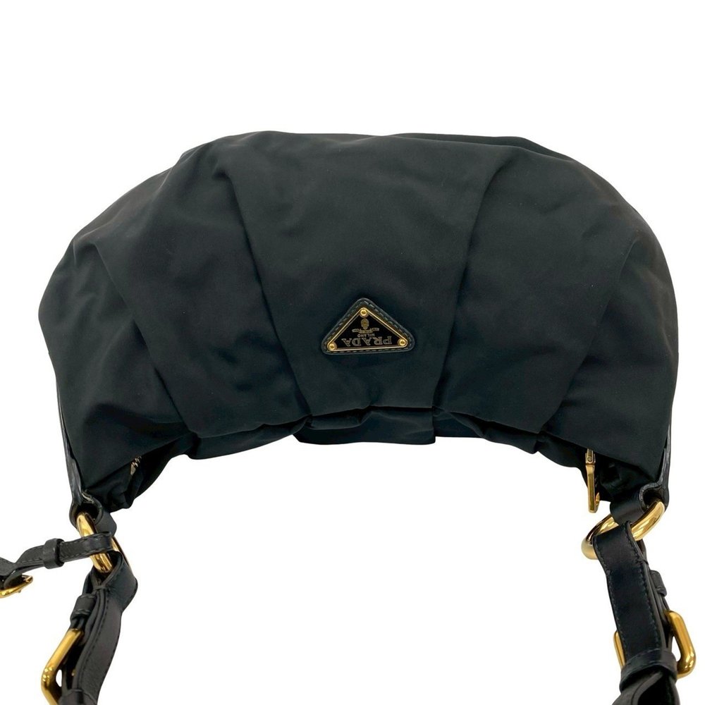 PRADA Prada Triangle Logo Hardware Leather Tessuto Nylon Semi-Shoulder Tote B... - Picture 4 of 10